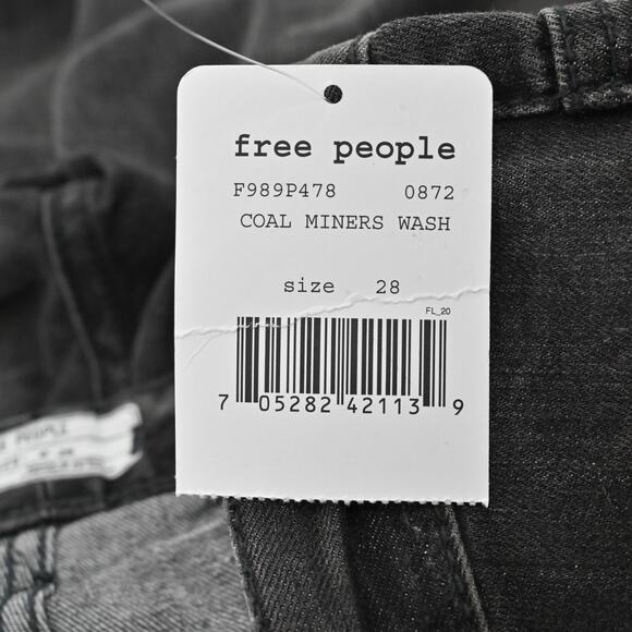 FREE PEOPLE Jeans Womens Sz 28 Coal Miners Washed Black Distressed Boho Festival - Picture 8 of 13